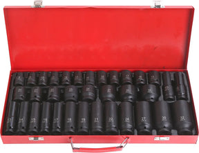 35pc 1/2” Dr 6pt Short & Deep Impact Socket Set - PKTools