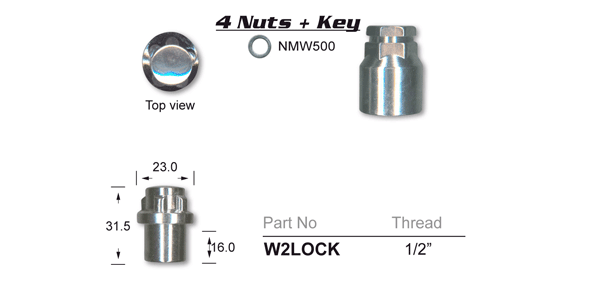 Lock Nuts (set of 4) W2LOCK - Nice Products | Universal Auto Spares
