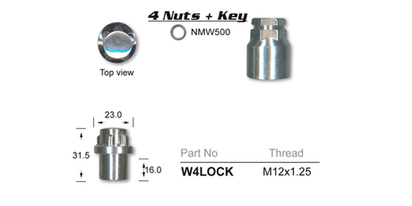 Lock Nuts (set of 4) W4LOCK - Nice Products | Universal Auto Spares