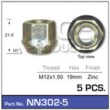 Wheel Nut NN302-5 - Nice Products | Universal Auto Spares