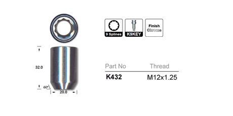 Chrome Nut Tapered K432 - Nice Products | Universal Auto Spares