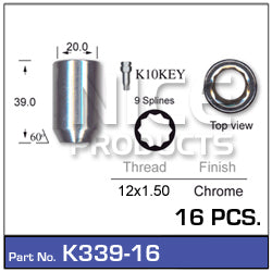 Lock Nuts 16+Key K339-16 - Nice Products | Universal Auto Spares