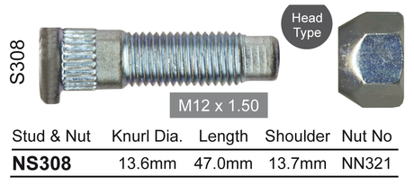 Stud & Nut NS308 - Nice Products | Universal Auto Spares
