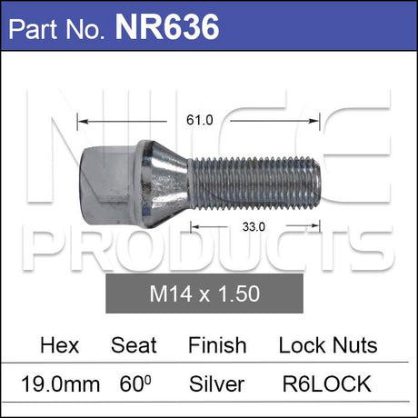 Wheel Bolt NR636 - Nice Products | Universal Auto Spares