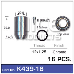 Lock Nuts 16+Key K439-16 - Nice Products | Universal Auto Spares