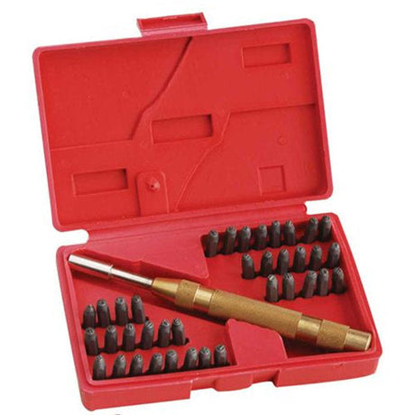 38 Piece Number & Letter Punch Set 170mm Punch - PKTool | Universal Auto Spares