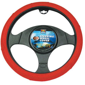 Steering Wheel Cover 38cm Rough Leather Look Red - PC Procovers