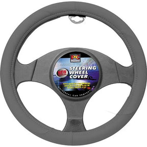 Steering Wheel Cover 38cm Smooth Leather Feel Dark Grey - PC Procovers