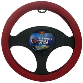Steering Wheel Cover 38cm Smooth Leather Look Red - PC Procovers