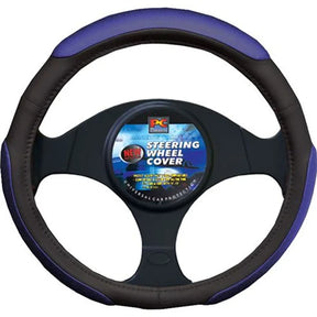 Steering Wheel Cover 38cm Soft Grip 3 Pads Black/Blue - PC Procovers
