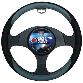 Steering Wheel Cover 38cm Velvet Feel Two Tone Dark Grey/Light Grey - PC Procovers