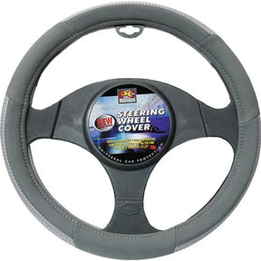 Steering Wheel Cover 38cm Velvet Feel With Perforated Leather Grey/Grey - PC Procovers
