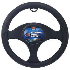 Steering Wheel Cover 38cm With Raised Red Stitching Black - PC Procovers