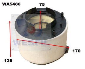 Air Filter A1980 Fits Audi WA5480 - Wesfil