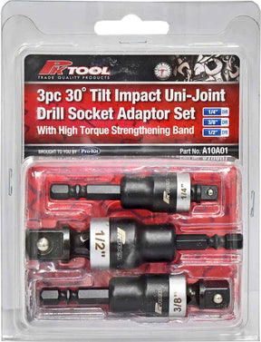 3 Pieces 30˚ Tilt Impact Uni-Joint Drill Socket Adaptor Set with High Torque Strength - PKTool