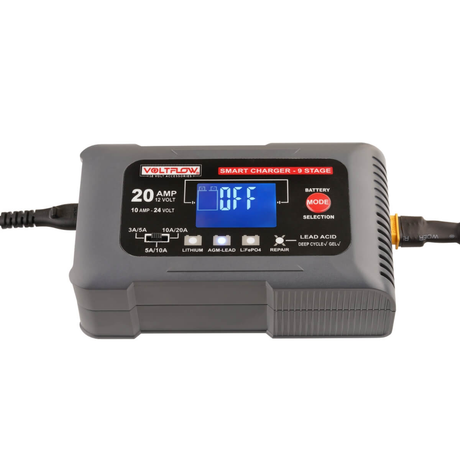 Smart Battery Charger 9 Stage 12/24V 20/10A - VOLTFLOW