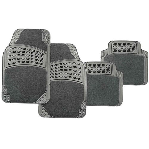 4 Pieces Grey Carpet/Rubber Mat Set, Deep Pile - PC Procovers | Universal Auto Spares