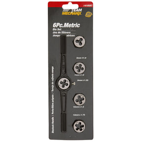 6 Piece Metric Die Set 6mm-12mm Diestock Handle - Team Mechanix