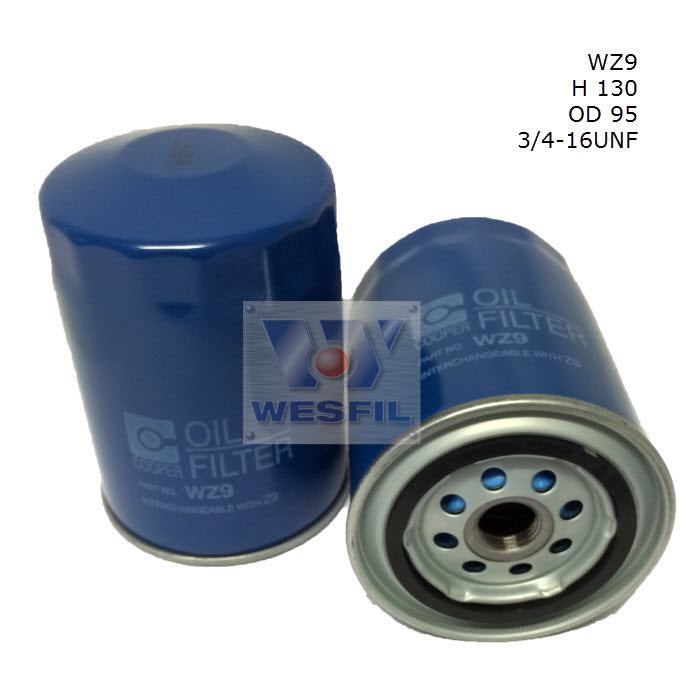 Oil Filter Z9 Multiple Applications Alfa/Daihatsu/Ford/Lancia/Landrover/Mazda/Mitsubishi/Toyota/Willys WZ9 - Cooper - Cooper