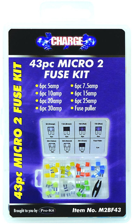 43 Piece Micro 2 Blade Fuse Kit | Universal Auto Spares