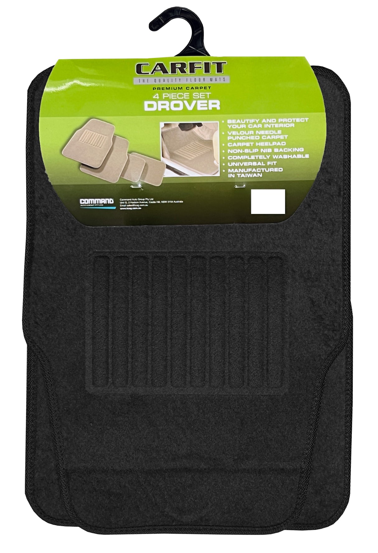 DROVER BLACK 4 PIECE SET CARPET - Carfit Mats