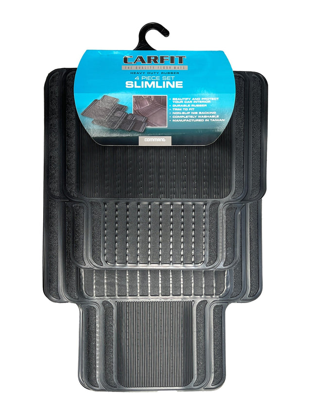 SLIMLINE 4PIECE BLACK RUBBER MAT - Carfit Mats