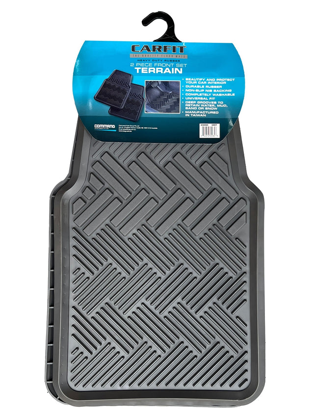 TERRAIN GREY 2 PIECE FRONT RUBBER - Carfit Mats