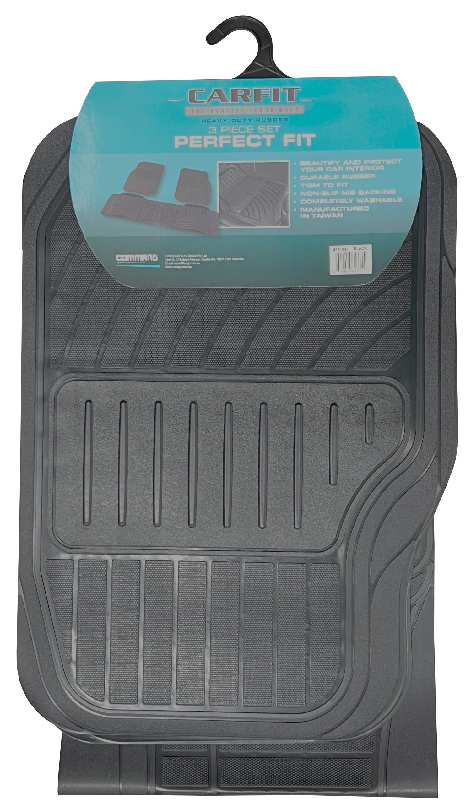 PERFECT FIT BLACK 3 PIECE RUBBER - Carfit Mats