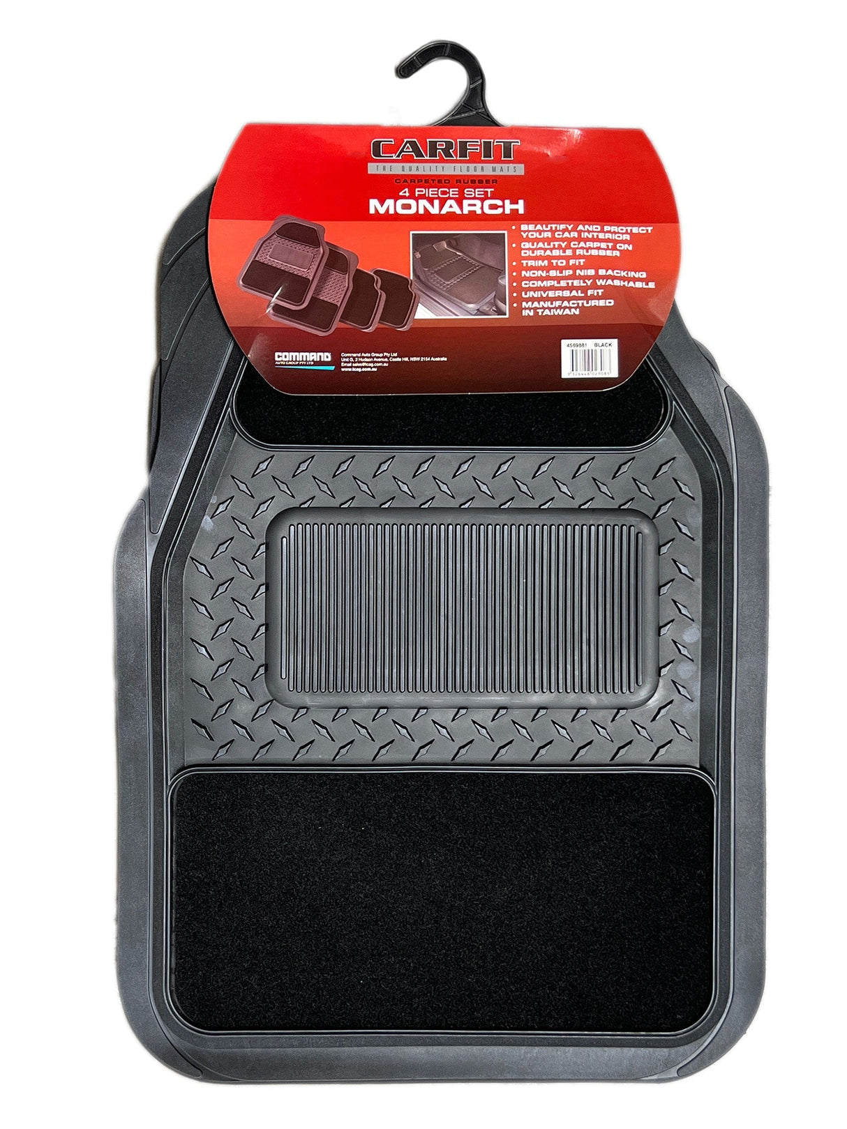 MONARCH BLACK 4PIECE RUBBER/CARPET - Carfit Mats