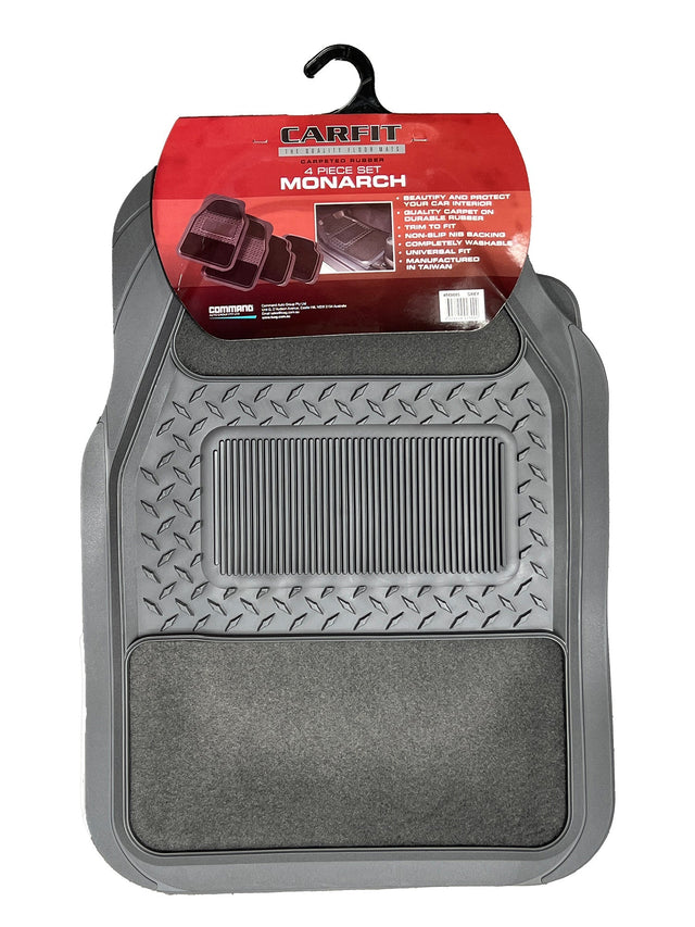 MONARCH GREY 4PIECE RUBBER/CARPET - Carfit Mats