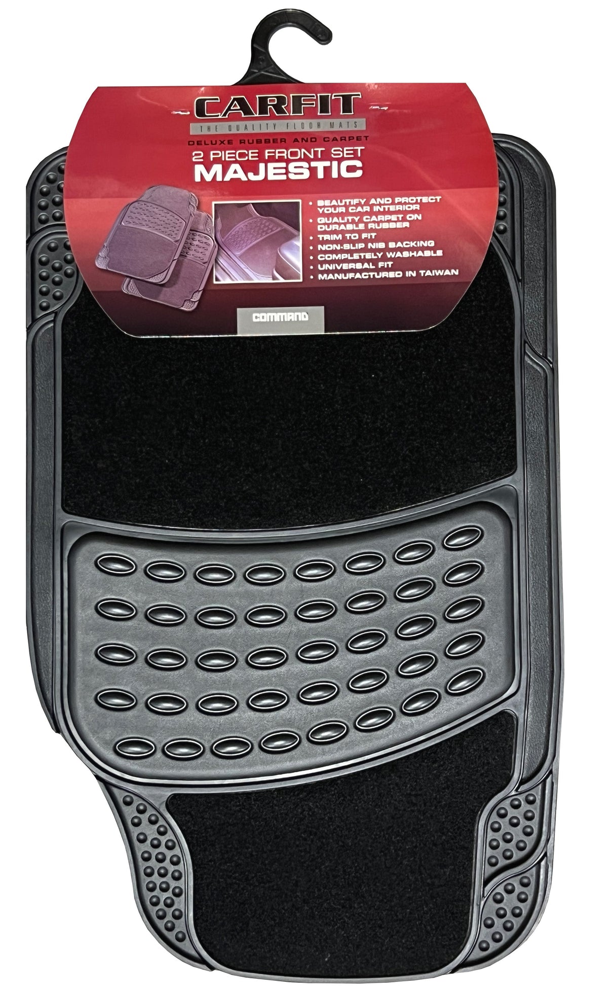 MAJESTIC BLACK 2 PIECE FRONT CARPET/RUBBER - Carfit Mats