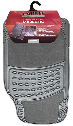 MAJESTIC GREY 2 PIECE FRONT CARPET/RUBBER - Carfit Mats