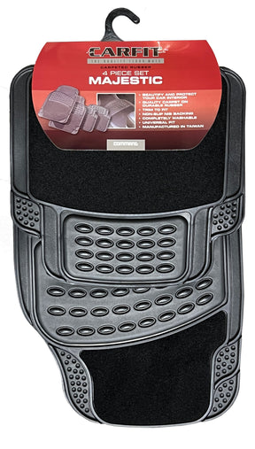 MAJESTIC BLACK 4 PIECE SET CARPET/RUBBER - Carfit Mats