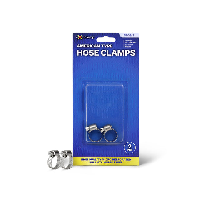 American Type Hose Clamps 13MM-19MM (2PCS) ST06-2 - Exelclamp