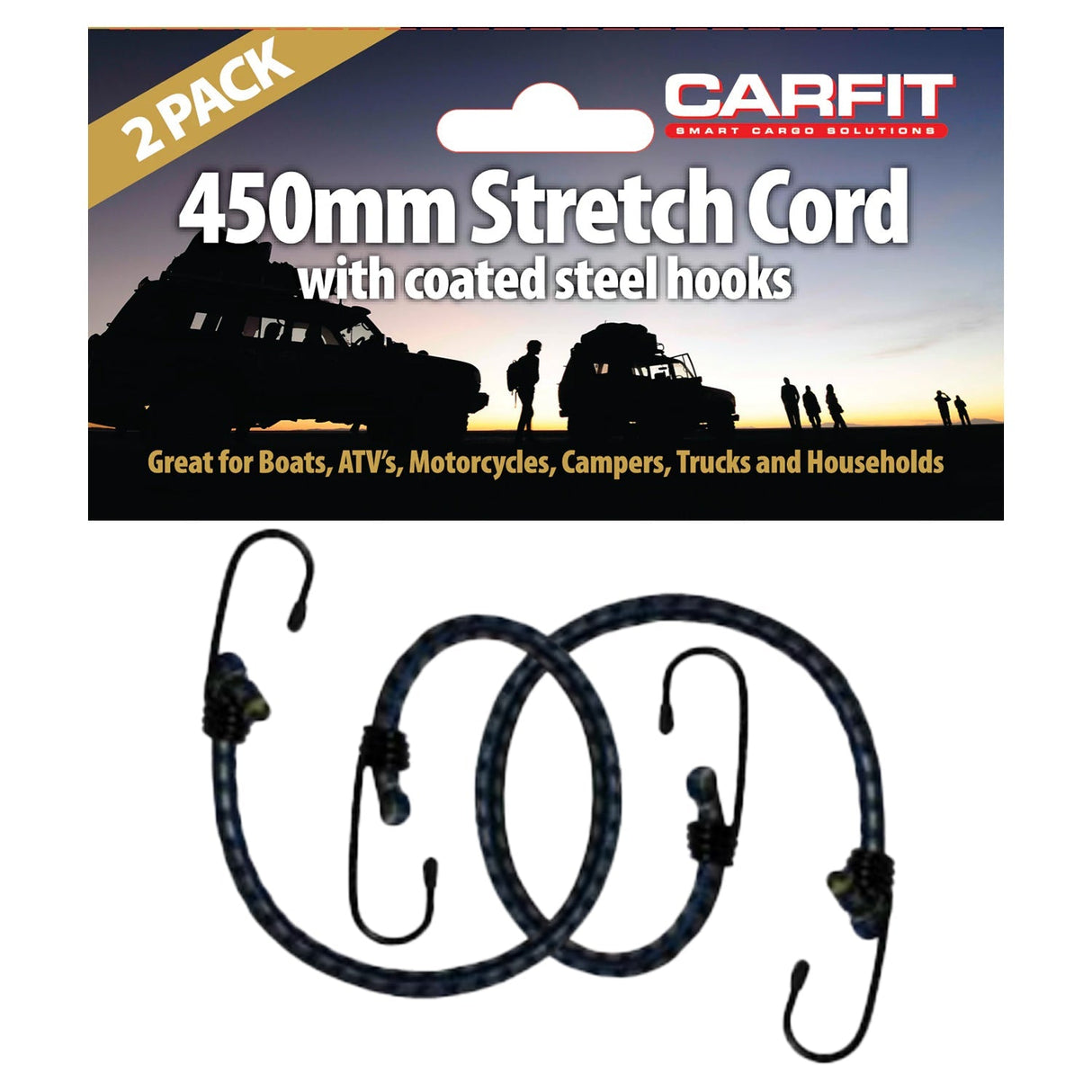 BUNGEE STRETCH CORD - 450MM - SET OF 2 - Carfit Cargo