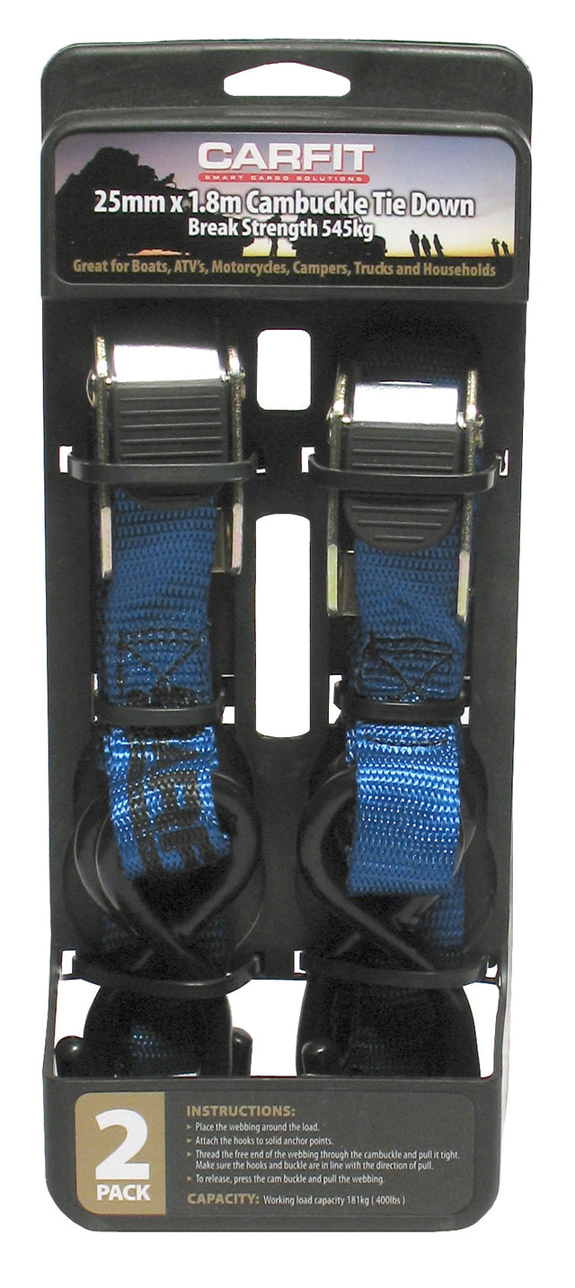 CAMBUCKLE STRAP - 25MM X 3.6M - SET OF 2 - Carfit Cargo