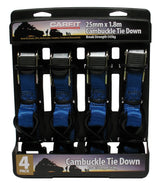 CAMBUCKLE TIE DOWN - 25MM X 1.8M – SET OF 4 - Carfit Cargo
