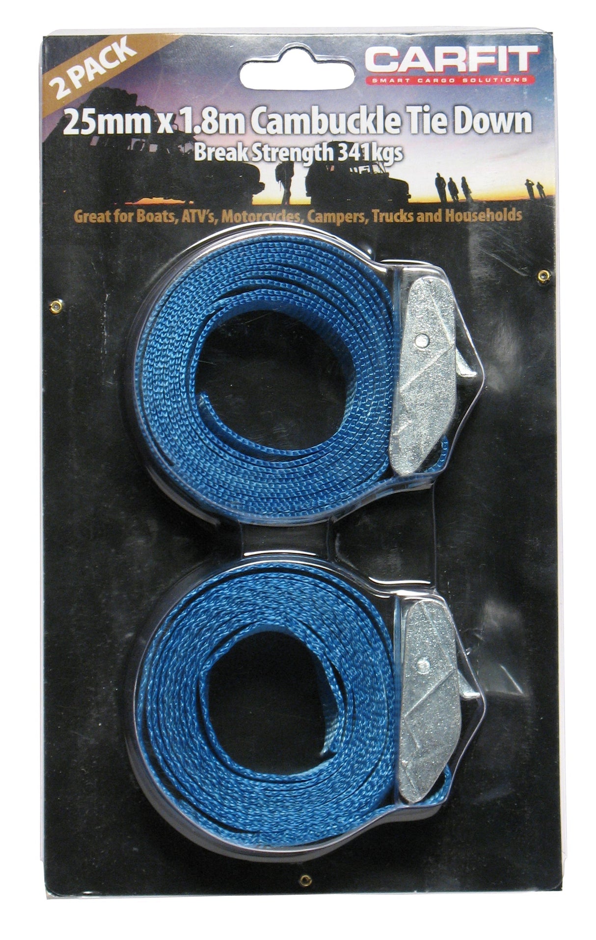 HEAVY DUTY CINCH STRAP - 25MM X 1.8M - SET OF 2 - Carfit Cargo