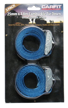 HEAVY DUTY CINCH STRAP - 25MM X 1.8M - SET OF 2 - Carfit Cargo