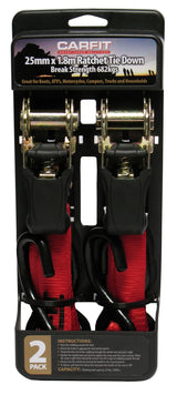 RATCHET STRAP - 25MM X 1.8M - SET OF 2 - Carfit Cargo