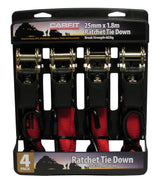 RATCHET STRAP - 25MM X 1.8M - SET OF 4 - Carfit Cargo