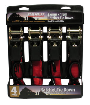 RATCHET STRAP - 25MM X 1.8M - SET OF 4 - Carfit Cargo