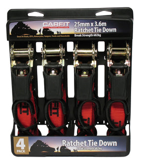 RATCHET STRAP - 25MM X 3.6M - SET OF 4 - Carfit Cargo