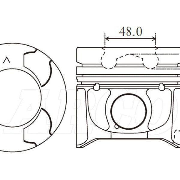 Piston & Pin Set NISSAN YD25DDTI 48.5MM BOWL 4DP2002-STD - NASON