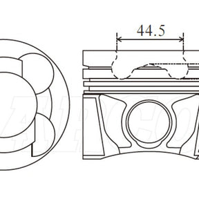 Piston & Pin Set NISSAN YD25DDTI 44.5MM BOWL 4DP2029-STD - NASON