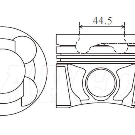 Piston & Pin Set NISSAN YD25DDTI 44.5MM BOWL 4DP2029-STD - Nason