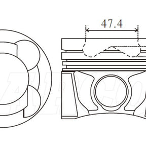 Piston & Pin Set NISSAN YD25DDTI 47.4MM BOWL 4DP2030-0.50 - NASON