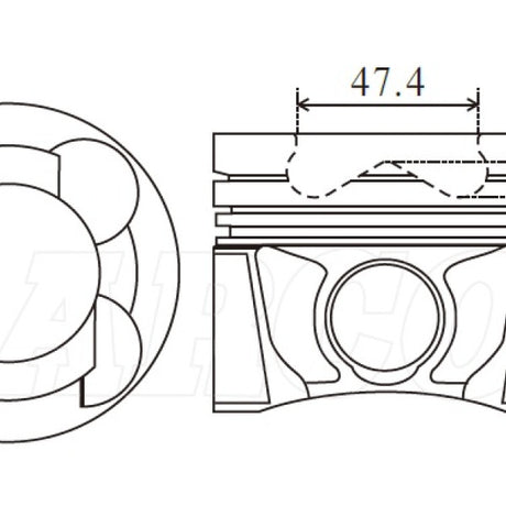 Piston & Pin Set NISSAN YD25DDTI 47.4MM BOWL 4DP2030-0.50 - Nason