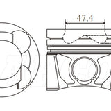 Piston & Pin Set NISSAN YD25DDTI 47.4MM BOWL 4DP2030-STD - Nason
