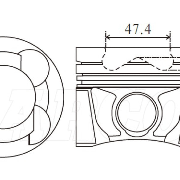 Piston & Pin Set NISSAN YD25DDTI 47.4MM BOWL 4DP2030-1.00 - NASON